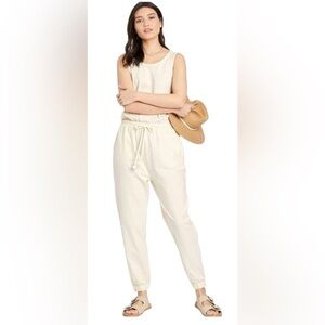 Universal Thread Cream Sleeveless Drawstring Jumpsuit